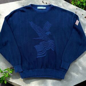 Shenandoah Vintage US Military Bald Eagle Navy Blue Pullover Sweater Men's XXL